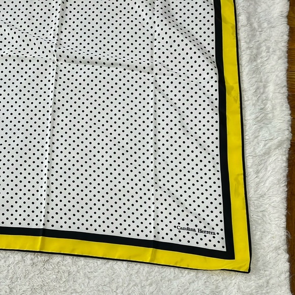 Carolina Herrera Yellow and Black Polka Dot Scarf - Picture 11 of 12